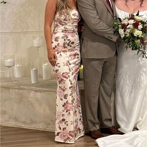 Windsor Cream Floral Maxi Formal Dress